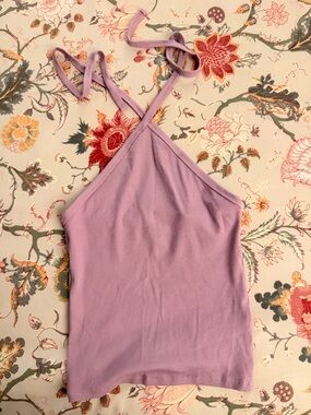 Madewell Lilac Ribbed Halter Crop Top